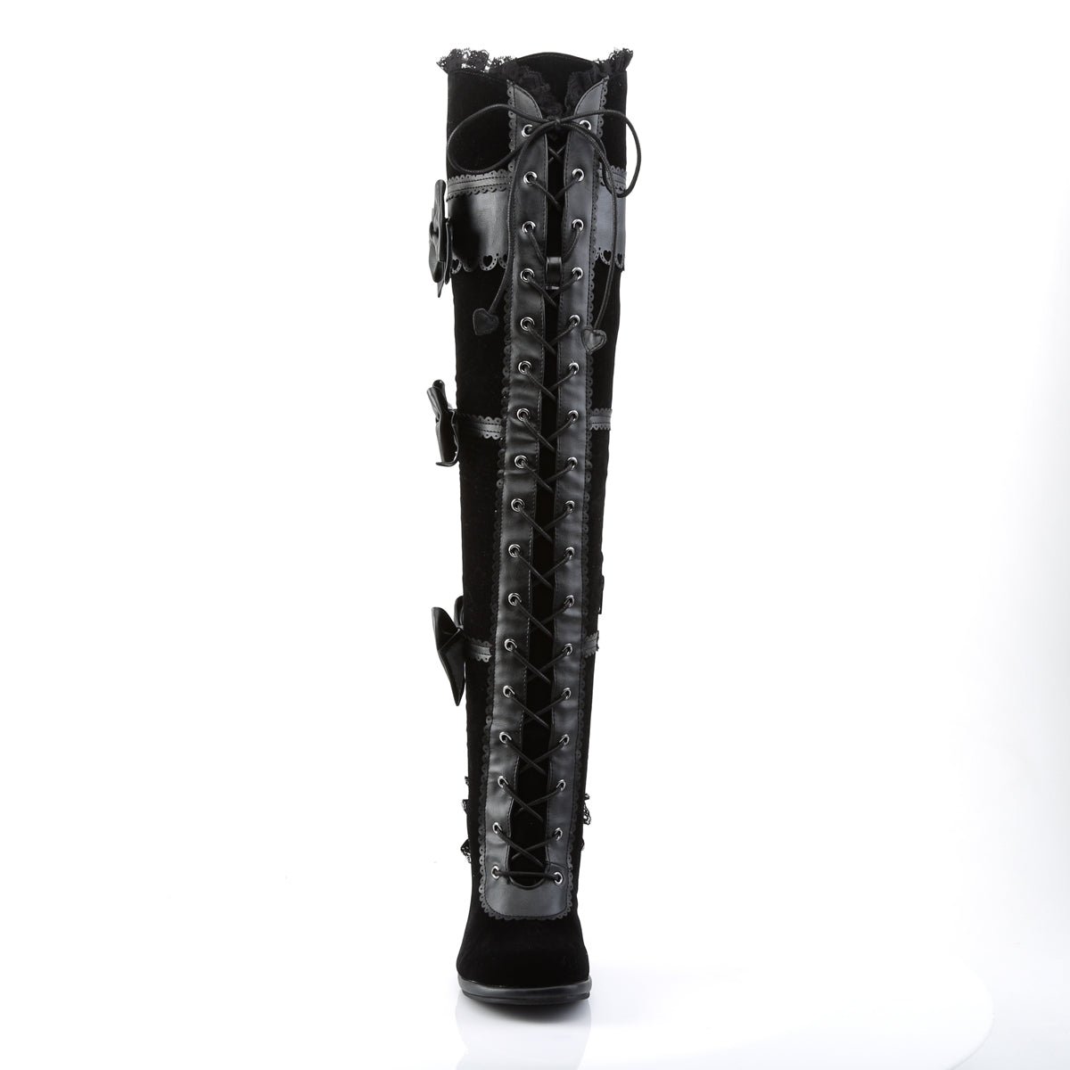 DemoniaCult Frauenstiefel GLAM-300 BLK Vegan Leder-Velvet