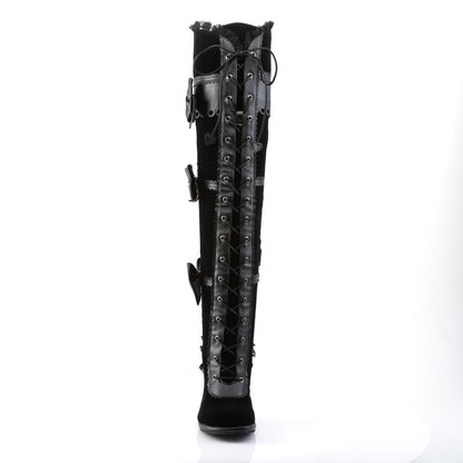 DemoniaCult Frauenstiefel GLAM-300 BLK Vegan Leder-Velvet