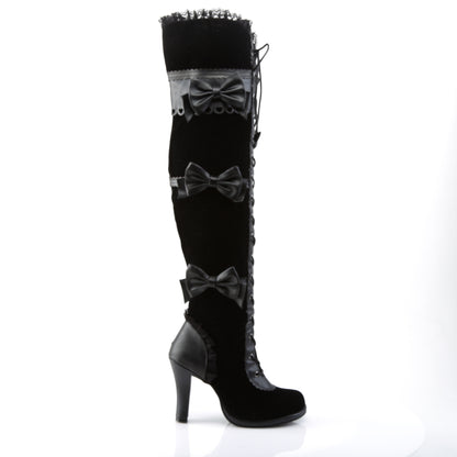 DemoniaCult Frauenstiefel GLAM-300 BLK Vegan Leder-Velvet