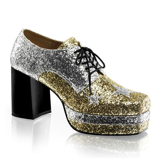 Funtasma Mens niedriger Schuh. GLAMROCK-02 SLV-Goldglitter