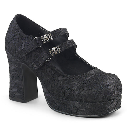 DemoniaCult Frauenpumpen GOTHIKA-09 BLK Satin-Lace