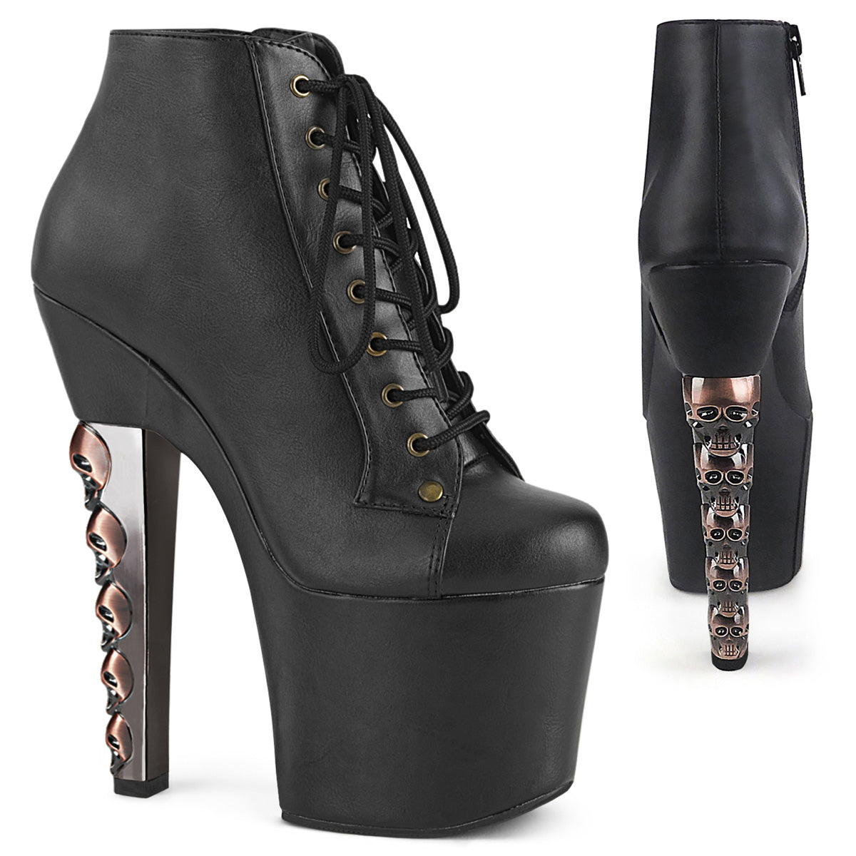 Pleaser  Ankle Boots HEX-1005 Blk Faux Leather/Blk Faux Leather
