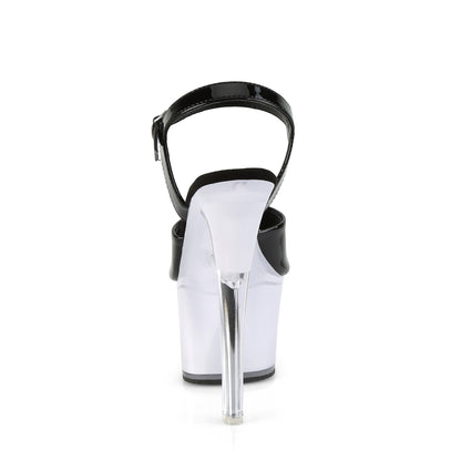 Pleaser Womens Sandals ILLUMINATOR-709 Blk Pat/White Glow
