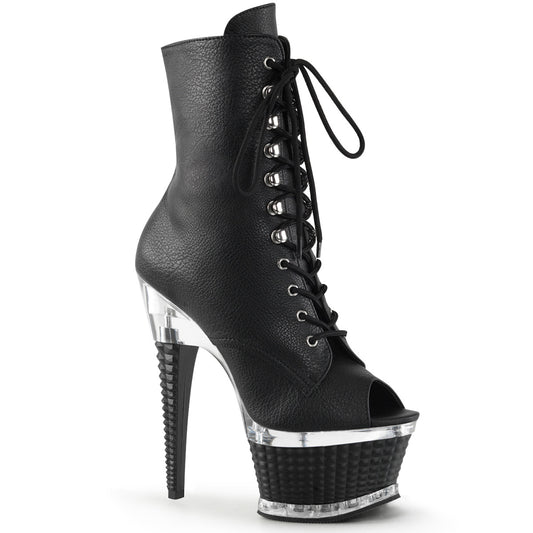 Pleaser Damen Knöchelstiefel ILLUSION-1021 BLK Faux Leder / BLK Matte