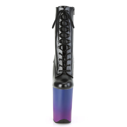 Pleaser Damen Knöchelstiefel INFINITY-1020BP BLK Faux Leder / Blau-Purple Ombre