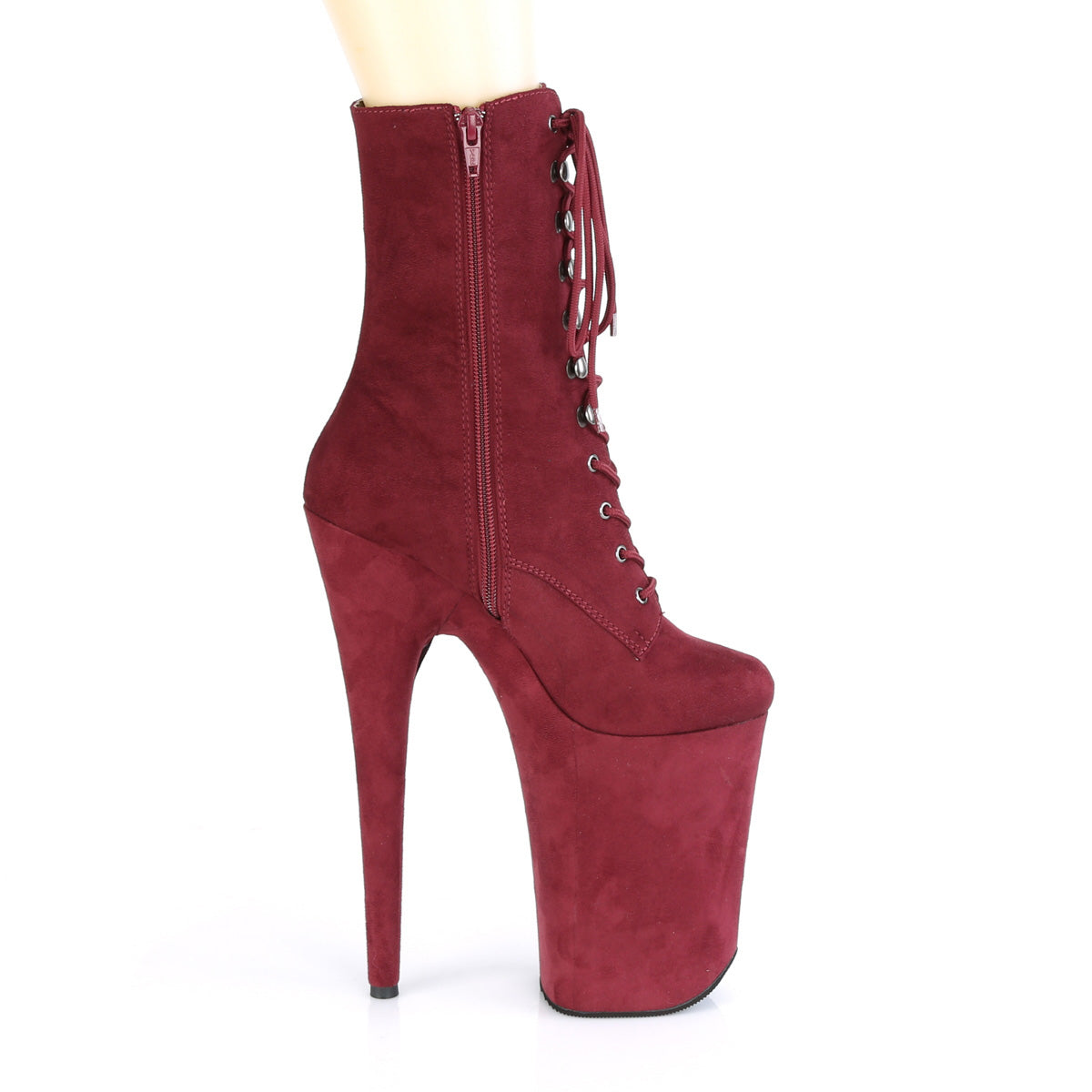 Pleaser Damen Knöchelstiefel INFINITY-1020FS Burgund Faux Wildleder / Burgund Faux Wildleder