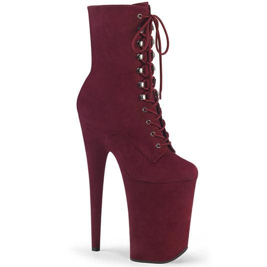 Pleaser Damen Knöchelstiefel INFINITY-1020FS Burgund Faux Wildleder / Burgund Faux Wildleder