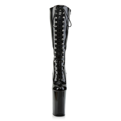 Pleaser Womens Boots. INFINITY-2020 BLK Pat / BLK