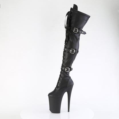 Pleaser   INFINITY-3028 BLK STRAUX LE/BLK MATTE