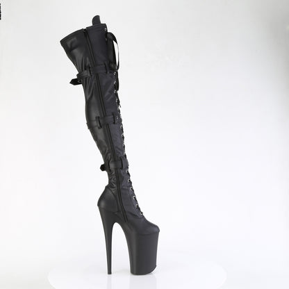 Pleaser   INFINITY-3028 BLK STRAUX LE/BLK MATTE