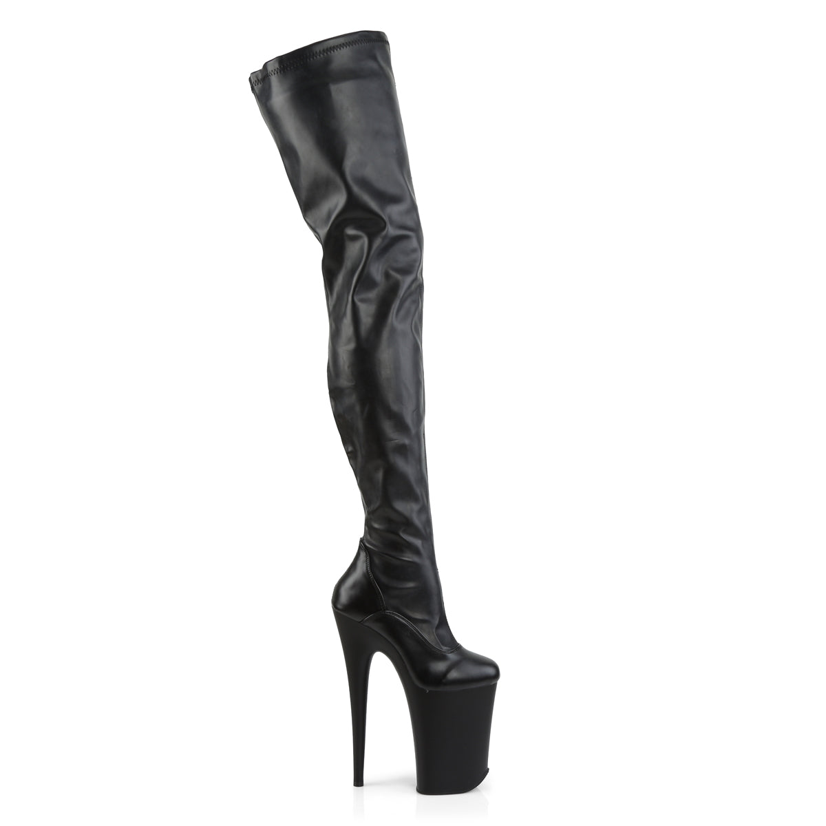Pleaser Womens Boots. INFINITY-4000 BLK Str Faux Leder / BLK Matte