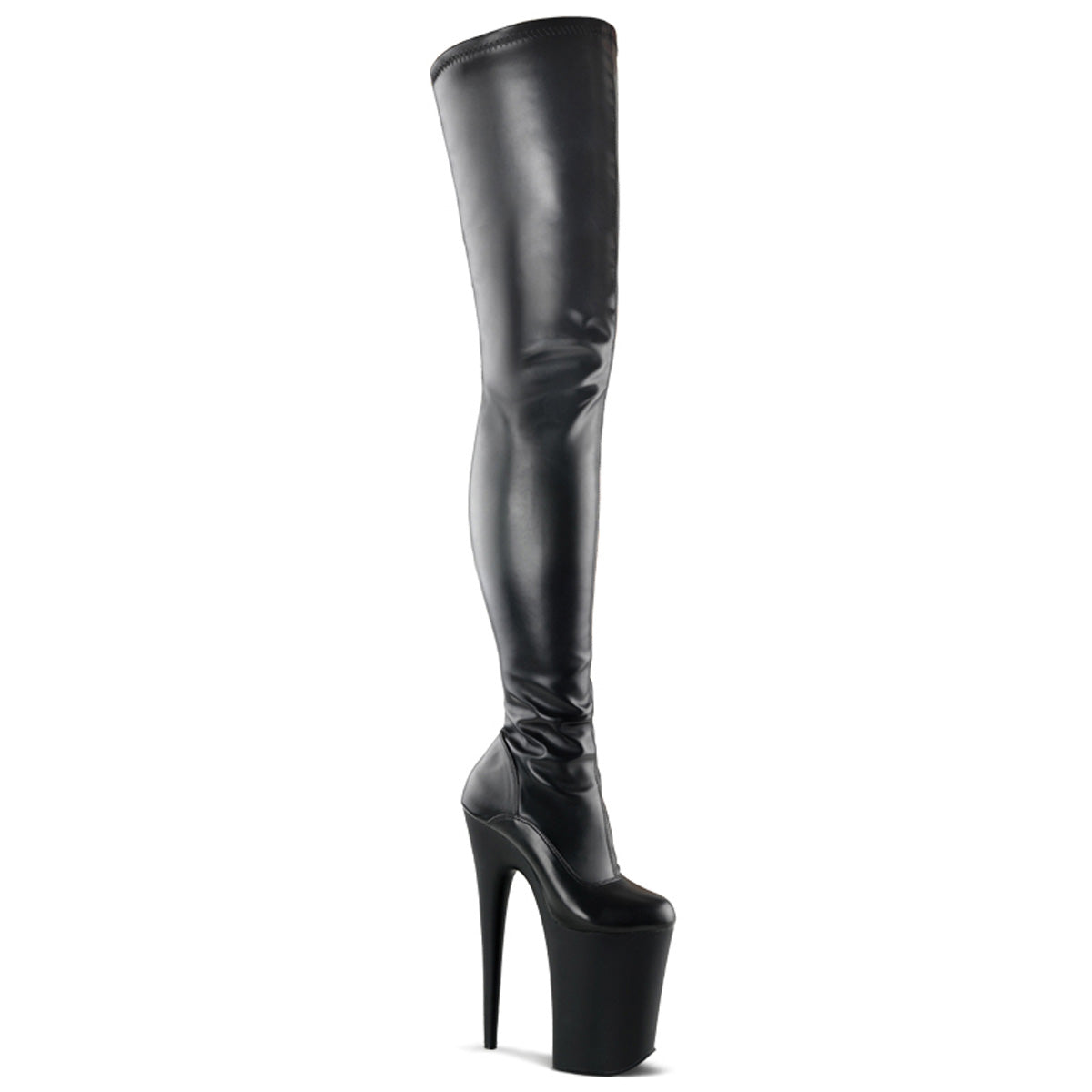 Pleaser Womens Boots. INFINITY-4000 BLK Str Faux Leder / BLK Matte