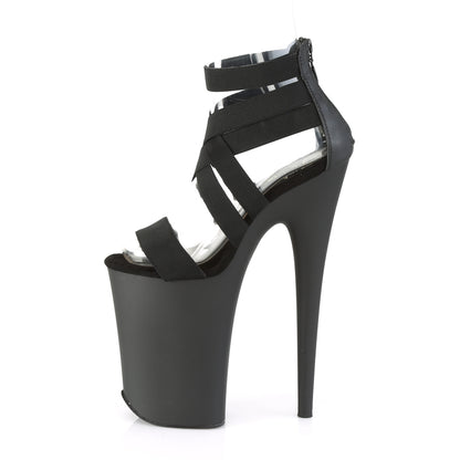 Pleaser Womens Sandals INFINITY-969 Blk Elastic Band-Faux Leather/Blk Matter