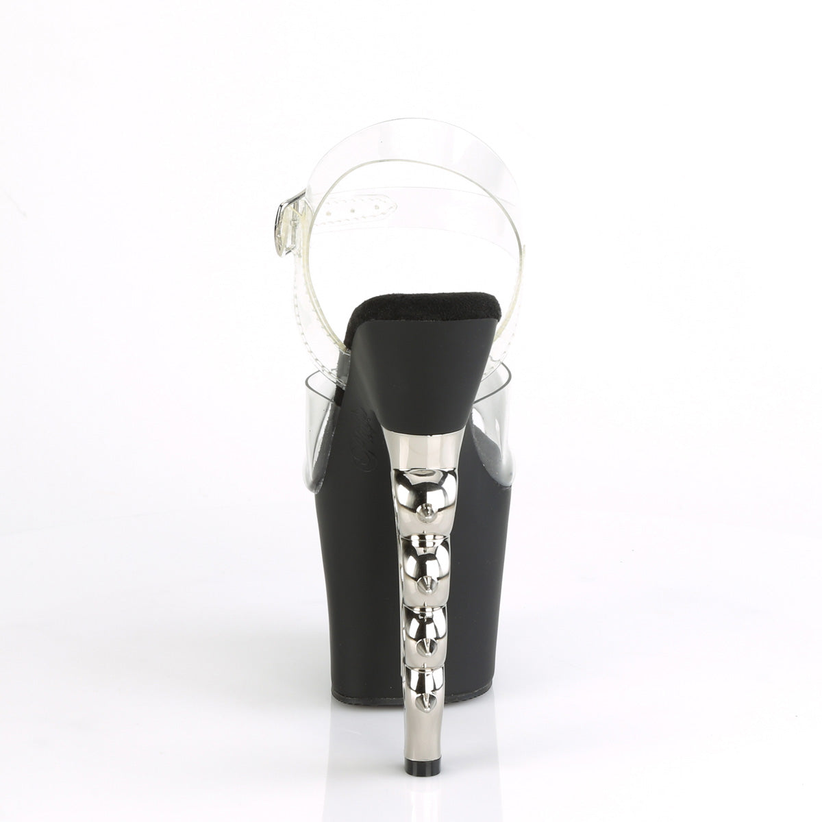 Pleaser Damen Sandalen IRONGRIP-708 CLR / BLK Matt-SLV gebürstet