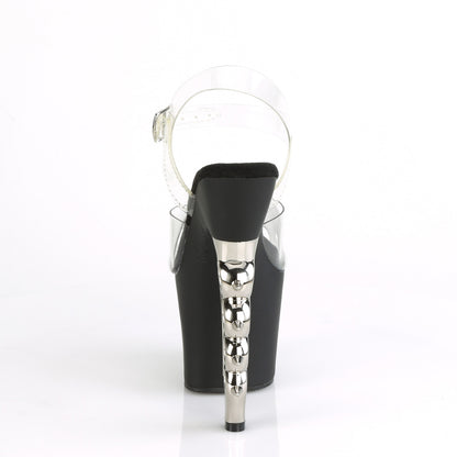 Pleaser Damen Sandalen IRONGRIP-708 CLR / BLK Matt-SLV gebürstet