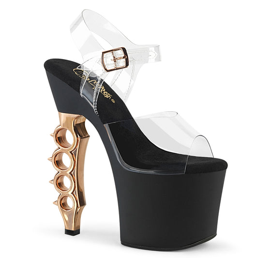 Pleaser Damen Sandalen IRONGRIP-708 CLR / BLK Matt-Kupfer gebürstet