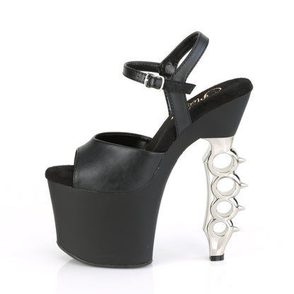 Pleaser Damen Sandalen IRONGRIP-709 BLK F.Leather / BLK Matt-SLV gebürstet