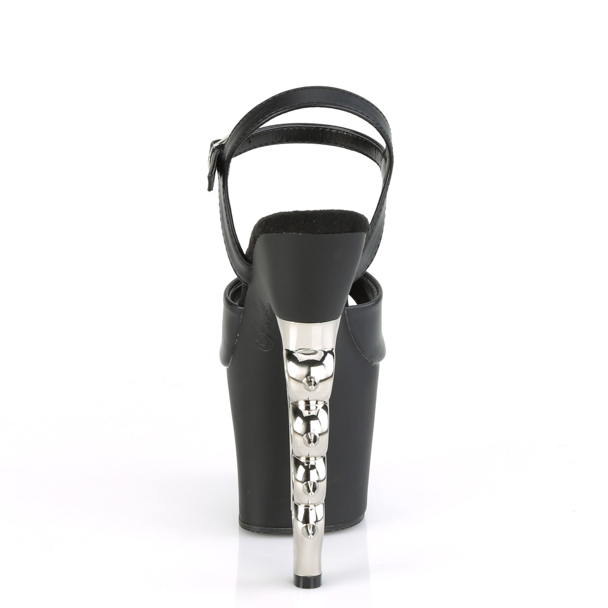 Pleaser Damen Sandalen IRONGRIP-709 BLK F.Leather / BLK Matt-SLV gebürstet