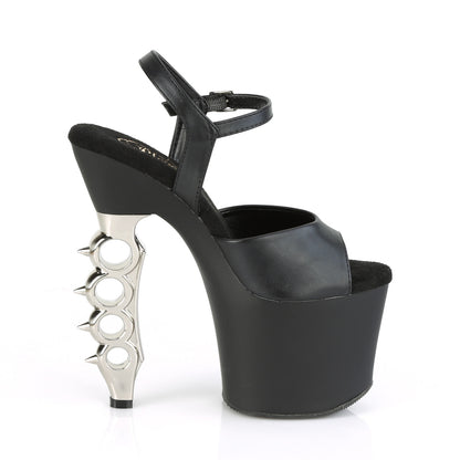 Pleaser Damen Sandalen IRONGRIP-709 BLK F.Leather / BLK Matt-SLV gebürstet