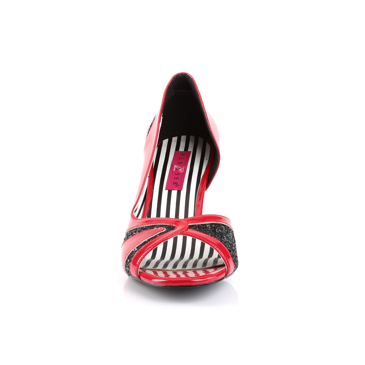 Pleaser Pink Label Frauenpumpen JENNA-03 Red Pat-BLK-Glitzer