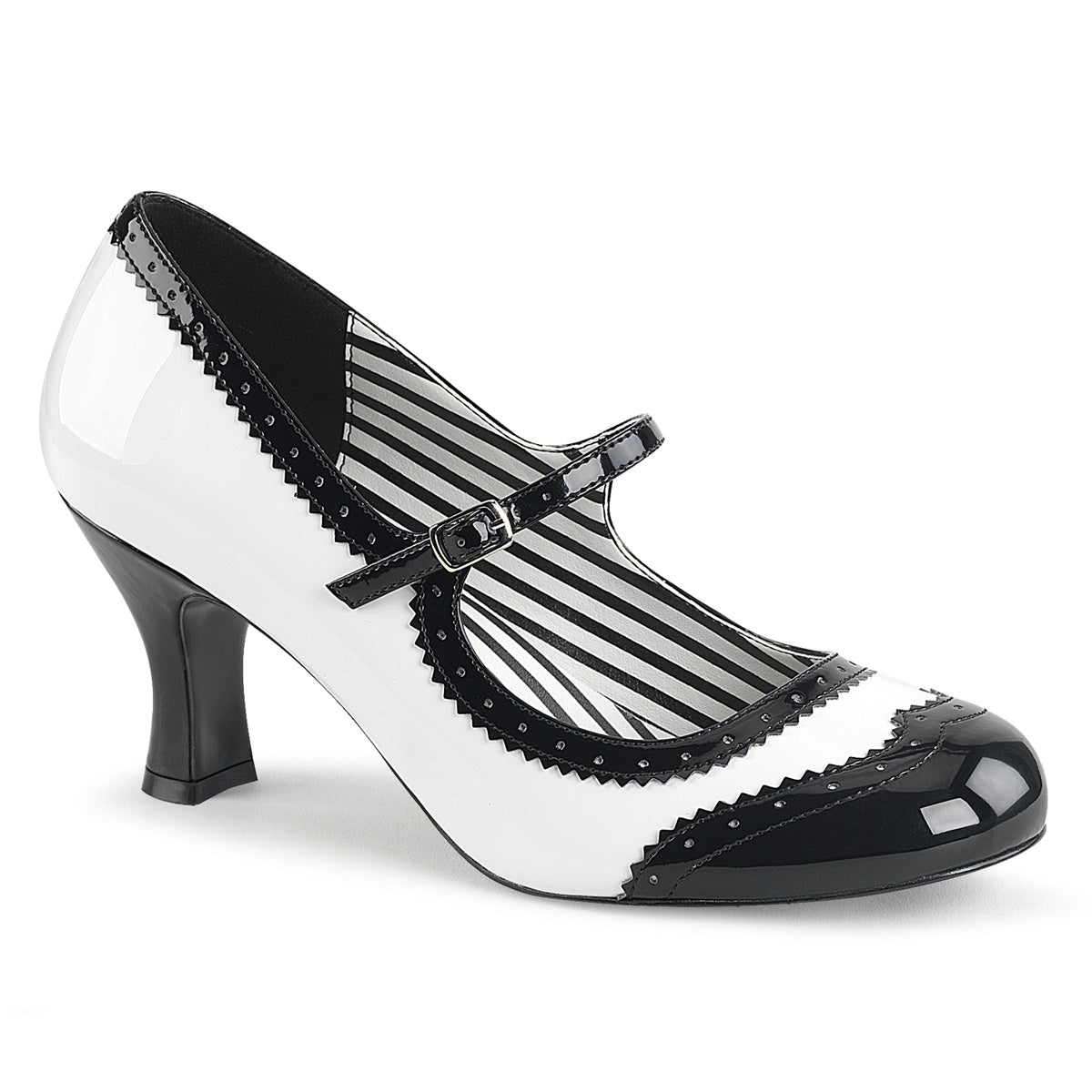 Pleaser Pink Label Frauenpumpen JENNA-06 WHT-BLK PAT