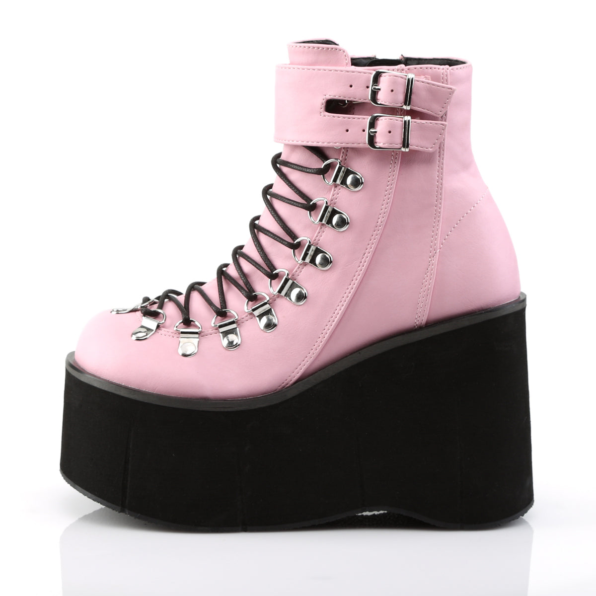 DemoniaCult Damenknöchelstiefel KERA-21 B. Pink Vegan Leder