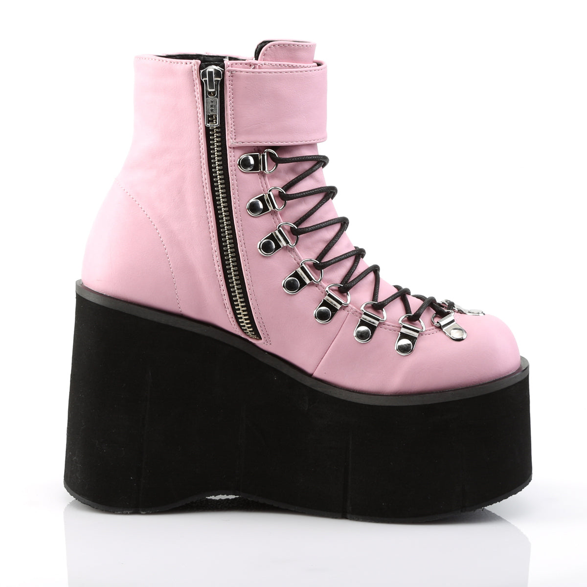 DemoniaCult Damenknöchelstiefel KERA-21 B. Pink Vegan Leder
