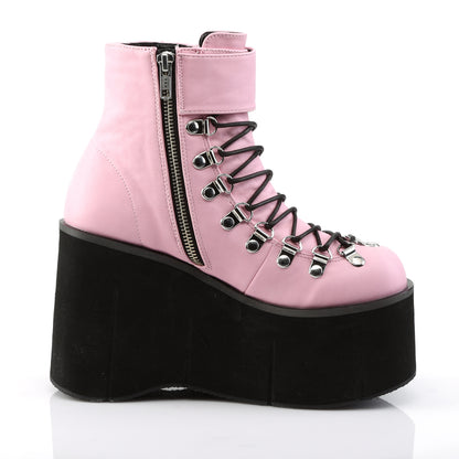 DemoniaCult Damenknöchelstiefel KERA-21 B. Pink Vegan Leder