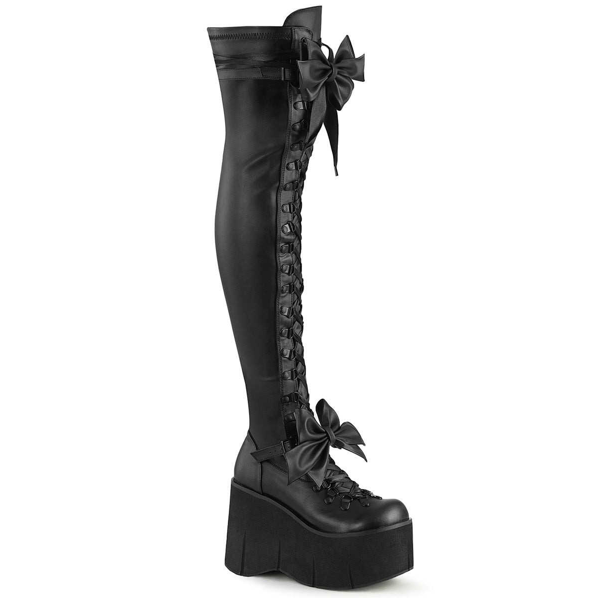 DemoniaCult Frauenstiefel KERA-303 BLK Stretch Vegan Leder