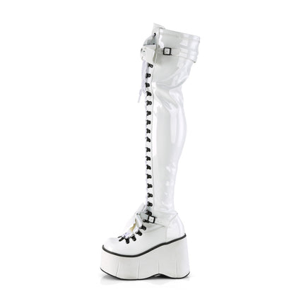 DemoniaCult  Boots KERA-303 Wht Stretch Patent