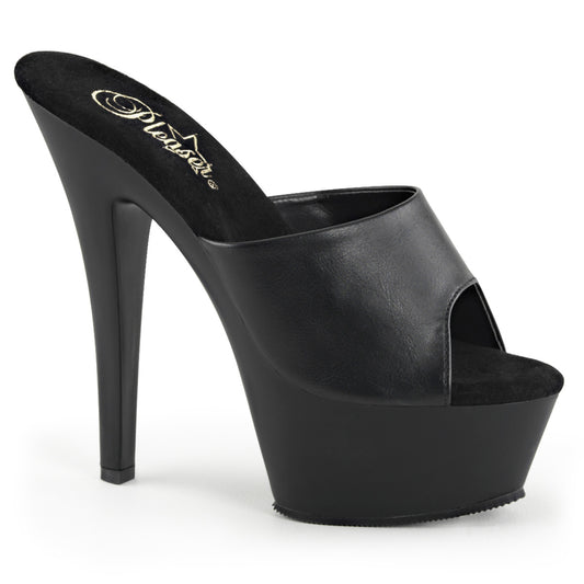 Pleaser Womens Sandals KISS-201 Blk Faux Leather/Blk Matte