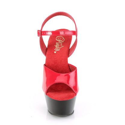 Pleaser Womens Sandals KISS-209 Red Pat/Blk