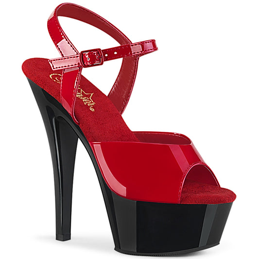 Pleaser Womens Sandals KISS-209 Red Pat/Blk