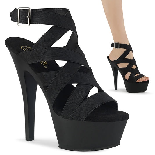 Pleaser Damen Sandalen KISS-241 BLK elastisches Band / BLK Matte