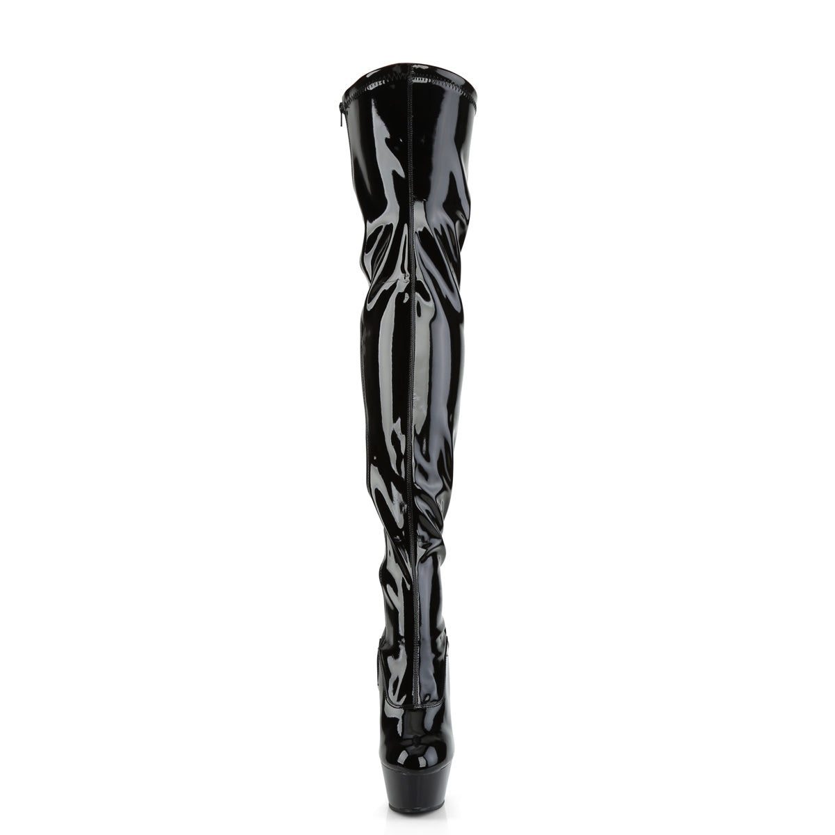 Pleaser Womens Boots. KISS-3000 BLK STR Pat / BLK