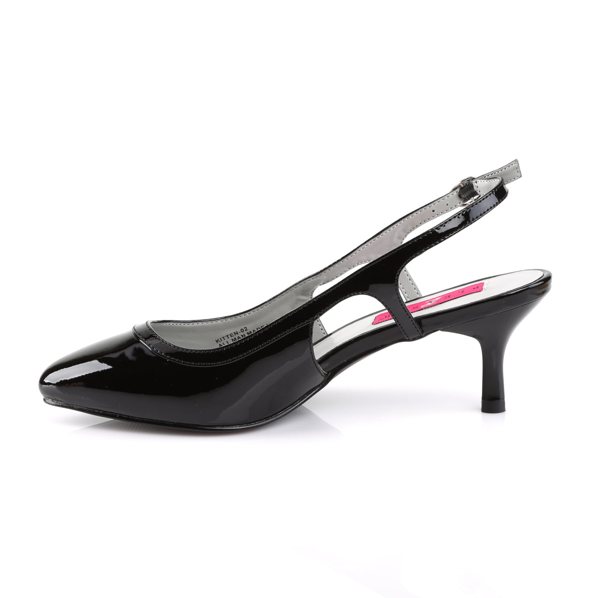 Pleaser Pink Label Womens Pumps KITTEN-02 Blk Pat
