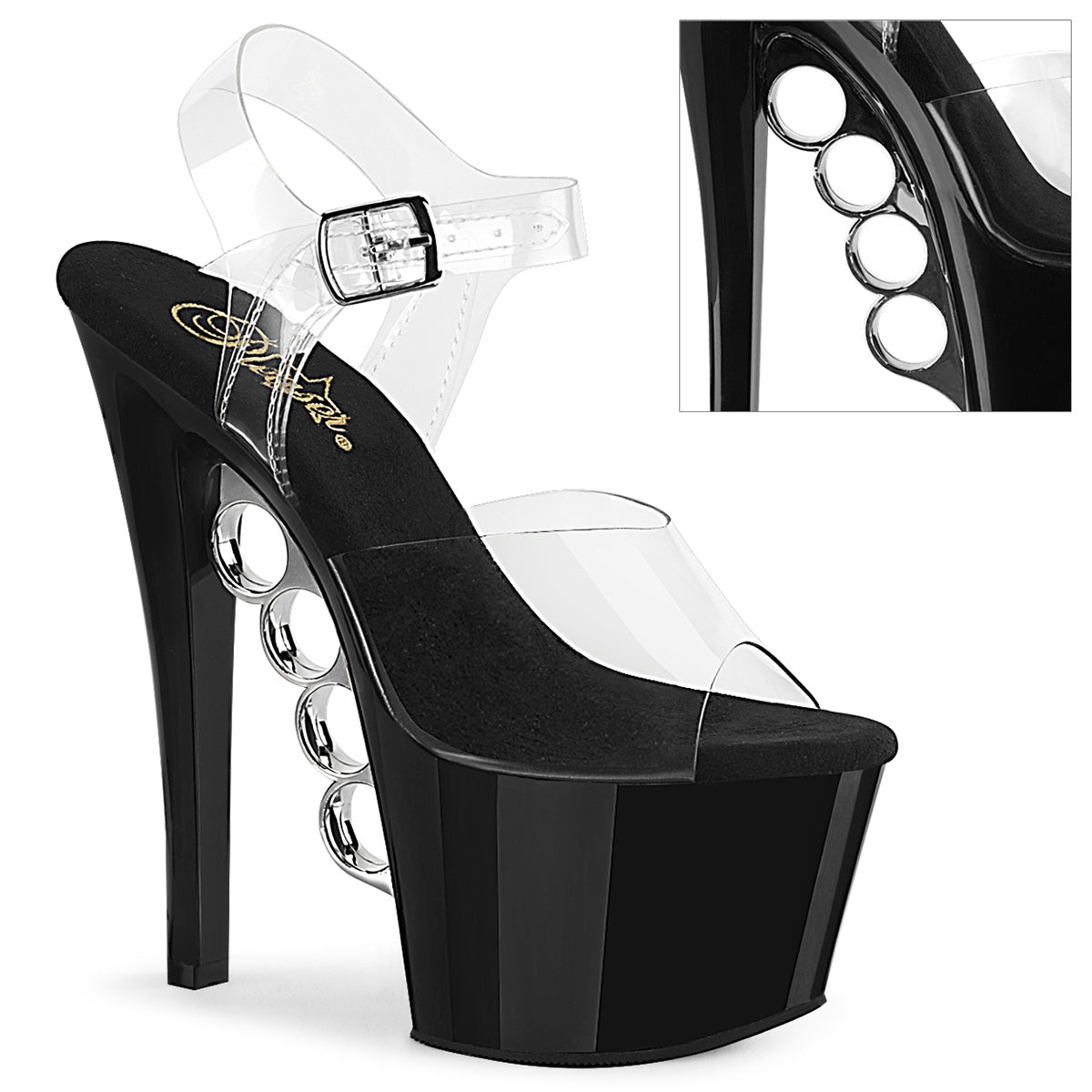 Pleaser Damen Sandalen KNUCKS-708 CLR / BLK