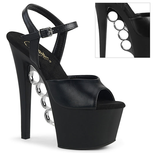 Pleaser Damen Sandalen KNUCKS-709 BLK Faux Leder / BLK Matte