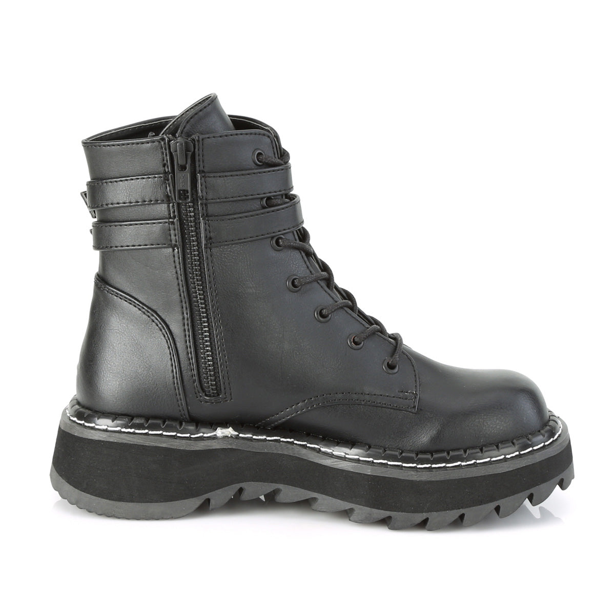 DemoniaCult Womens Ankle Boots LILITH-152 Blk Vegan Leather