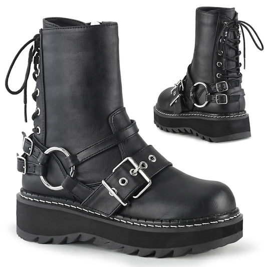 DemoniaCult Frauenstiefel LILITH-210 BLK Vegan Leder