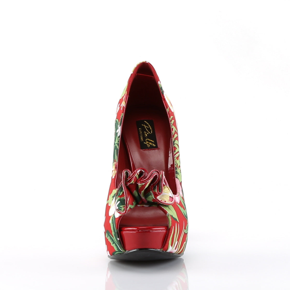 Pin Up Couture Frauenpumpen LOLITA-11 rotem Blumendruckgewebe