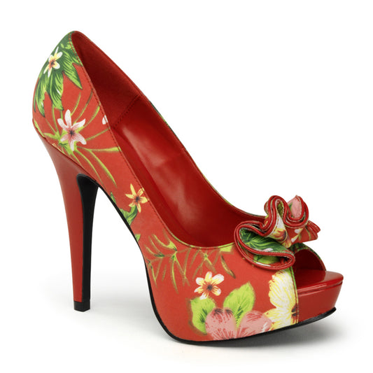 Pin Up Couture Frauenpumpen LOLITA-11 rotem Blumendruckgewebe