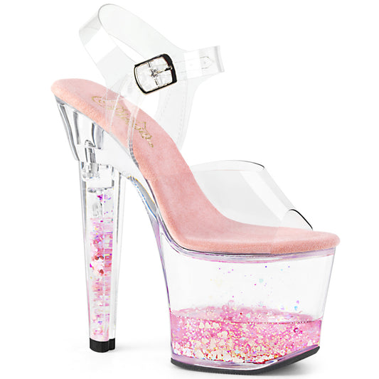 Pleaser Damen Sandalen LOVESICK-708GH CLR / CLR-ROSA-Glitter