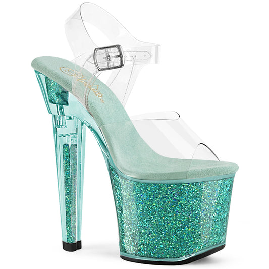 Pleaser   LOVESICK-708SG CLR/Aqua Multi -Irisierende Glitzer