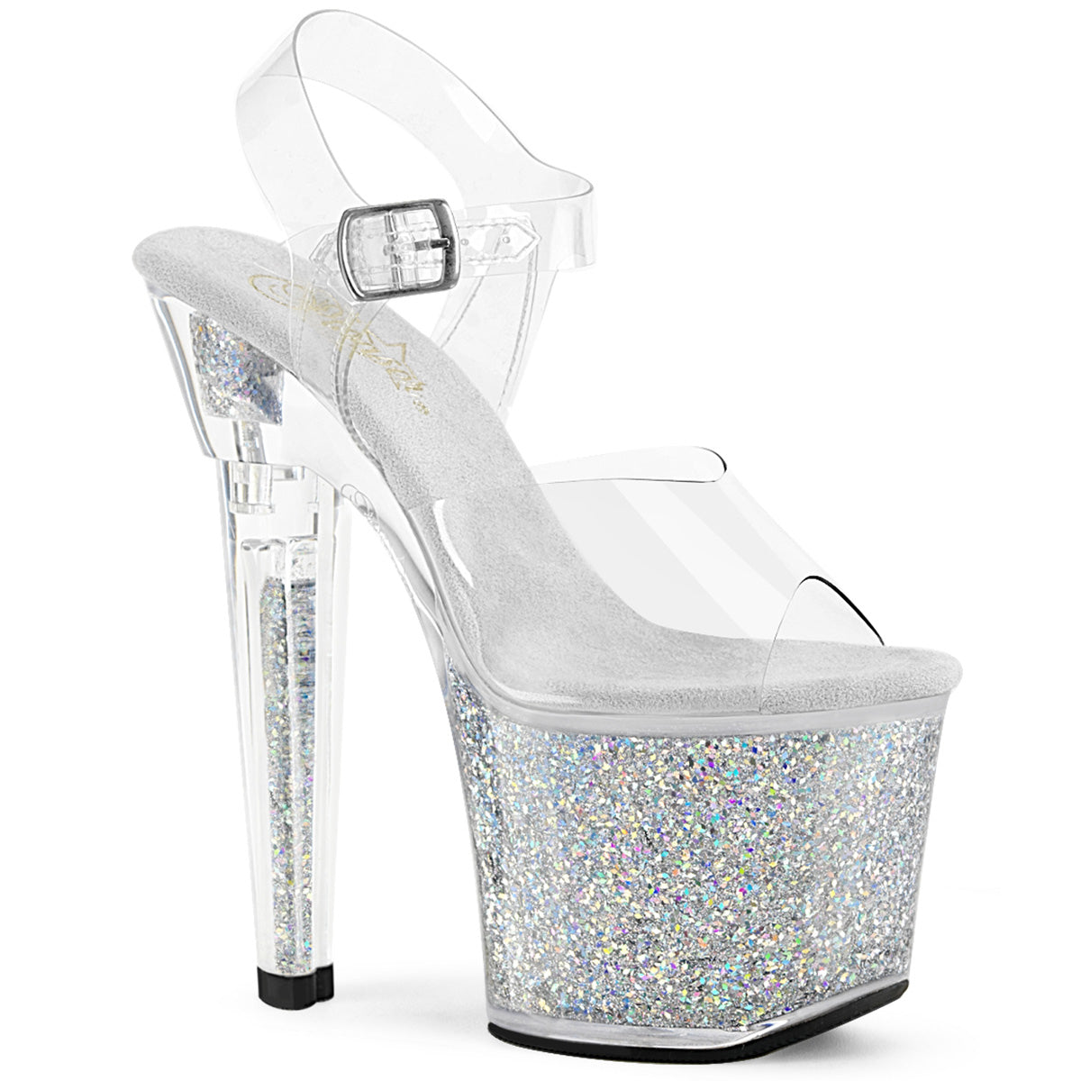 Pleaser   LOVESICK-708SG CLR/SLV Multi -Irisierende Glitzer