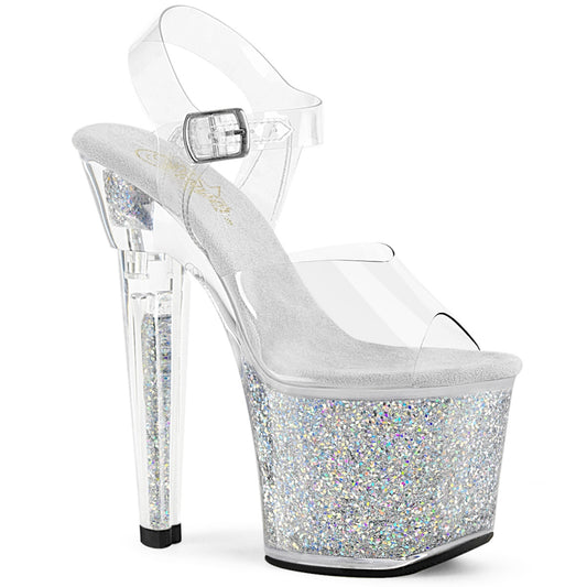 Pleaser   LOVESICK-708SG CLR/SLV Multi -Irisierende Glitzer