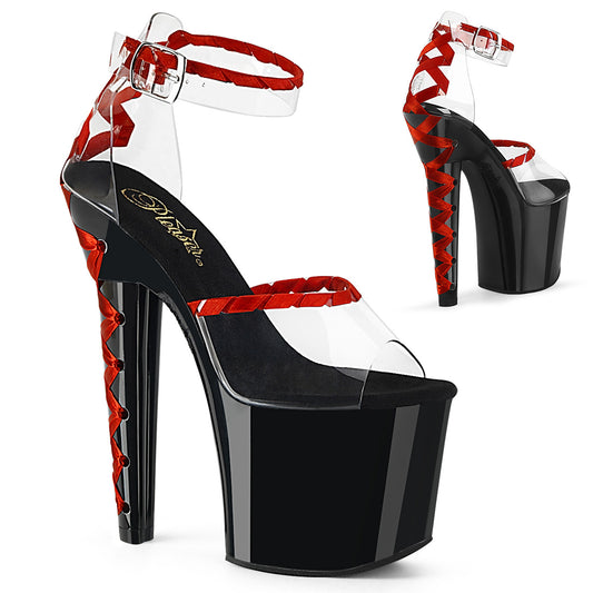 Pleaser Damen Sandalen LOVESICK-712 CLR-rot / BLK-rot