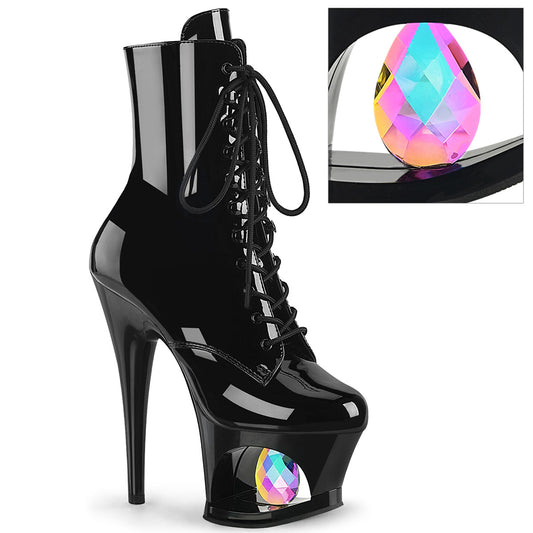 Pleaser Women's Platform Shoes MOON-1020DIA Blk Pat/Blk