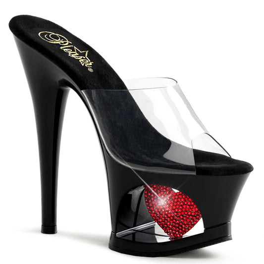 Pleaser Damen Sandalen MOON-701HRS CLR / BLK-rot