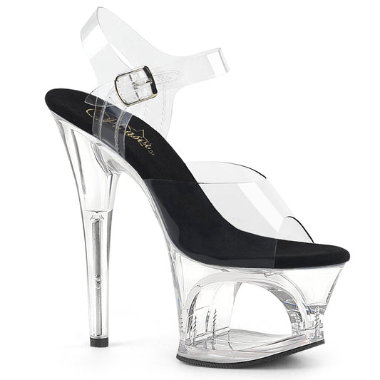 Pleaser Womens Sandals MOON-708 Clr-Blk/Clr